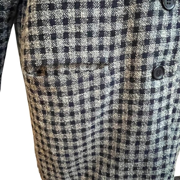 Si Signora Sisignora Check Wool  Blend Long Line Blazer Jacket Blue Plaid 42 /12 - Picture 8 of 10